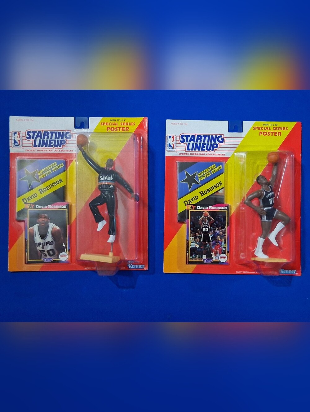 Lot Of 2 1992 Kenner Starting Lineup David Robinson San Antonio Spurs HOF